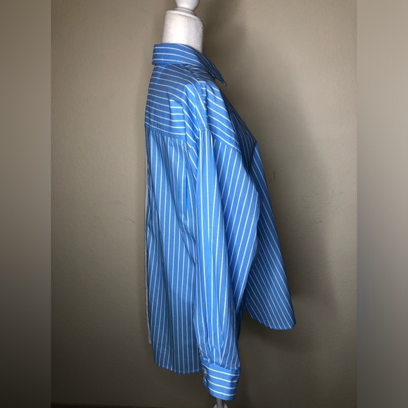 Fantastic Fawn Color Block Collared Button-down Shirt Oversized Striped Small - Picture 5 of 14